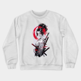 Beautiful geisha,  katana,Asian drawing Crewneck Sweatshirt